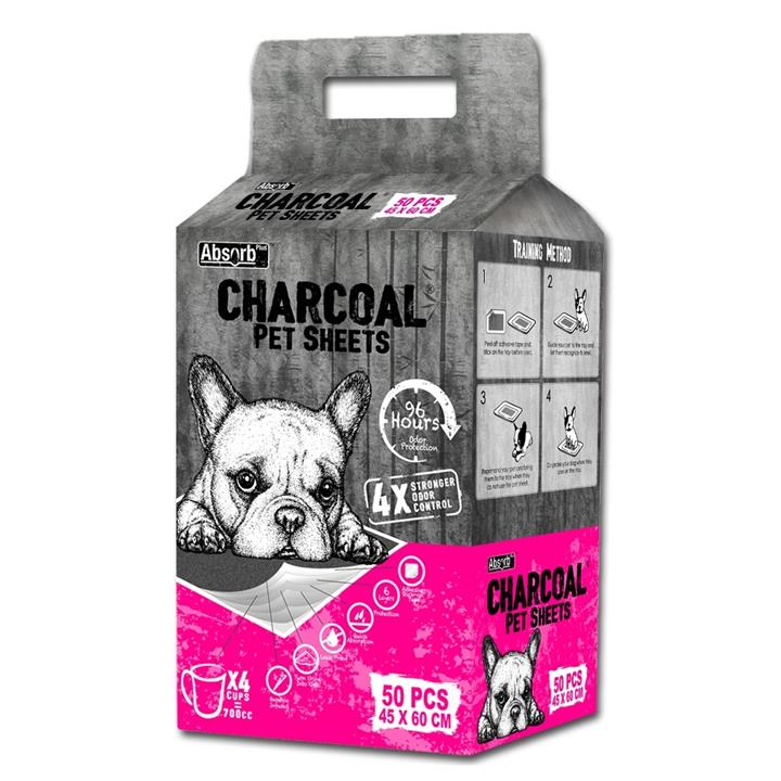 Absorb Plus - Charcoal Pet Sheets - Medium - 50 Sheets (Pink Pack)