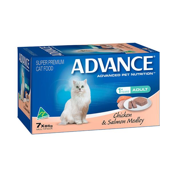 Advance Adult Chicken And Salmon Medley Wet Cat Food Trays 42 X 85g