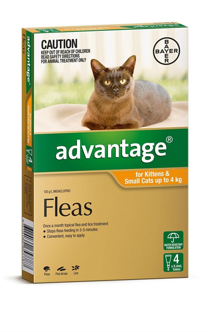 Advantage Spot-On Flea Control Treatment for Cats Under 4kg - 4-Pack