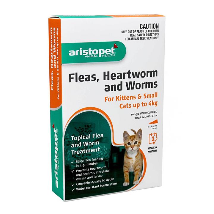 Aristopet Spot-on Flea, Heartworm & All-Wormer - Cats & Kittens up to 4kg 6-pack