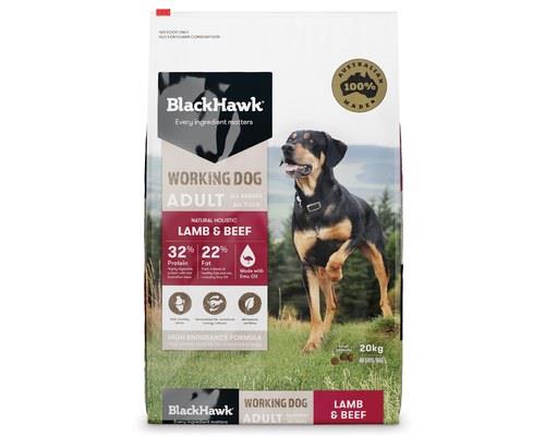 Black Hawk Adult Working Dog Lamb & Beef Dog Food 20kg