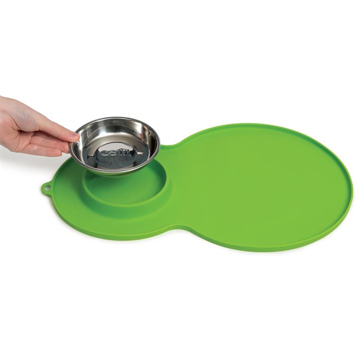 Catit Flower Fountain Placemat with Stanless Steel Bowl - Green