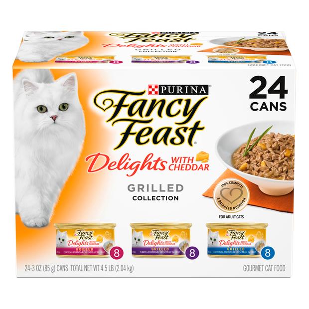Fancy Feast Variety Pack Cheddar Delights Grilled Wet Cat Food 24 X 85g