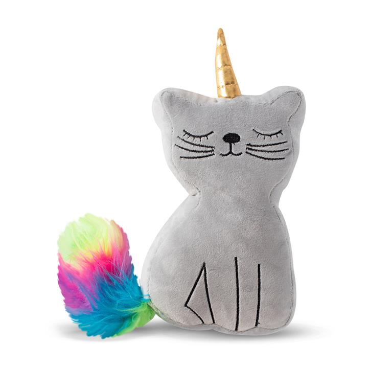 Fringe Studio Caticorn Rainbow Unicorn Cat Plush Squeaker Dog Toy