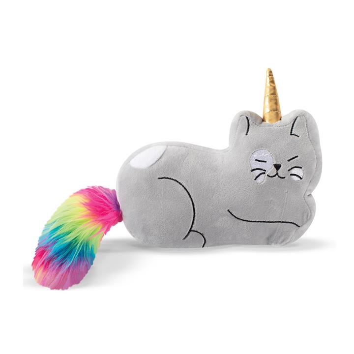 Fringe Studio Lazy Caticorn Rainbow Unicorn Cat Plush Squeaker Dog Toy
