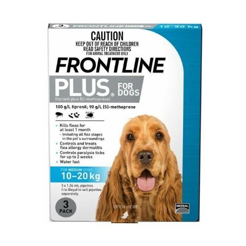 Frontline Plus Medium 10-20kg Blue 3 pack