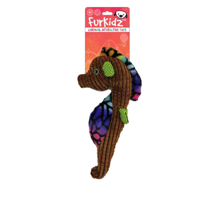 FurKidz Carnival Seahorse with Action Tail Dog Toy