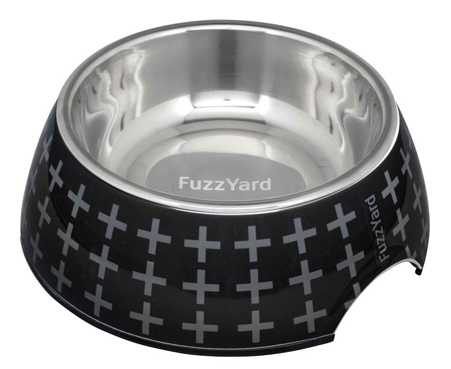 FuzzYard Dog Bowl Yeezy Black With Grey Crosses Medium