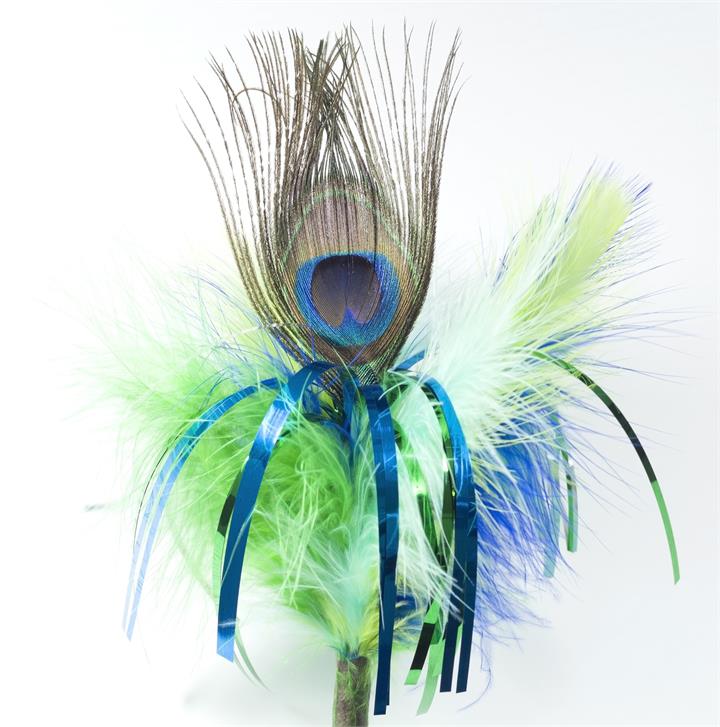 Go Cat Feather Cat Teaser Toy - Peacock Sparkler with Short Wand