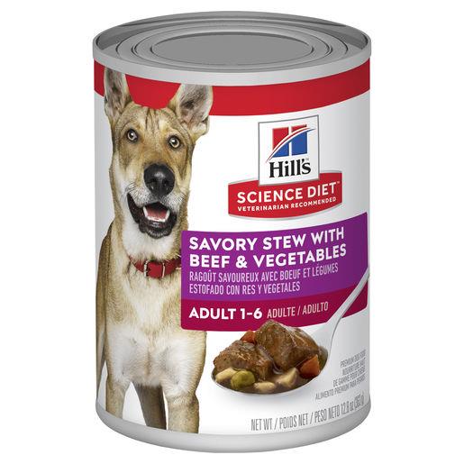 Hills Science Diet Adult Savory Stew Beef & Vegetables Canned Dog Food 363g x 12