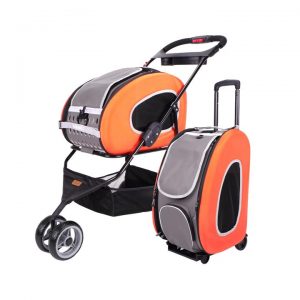 Ibiyaya 5-in-1 Combo EVA Pet Carrier & Stroller Backpack - Tangerine