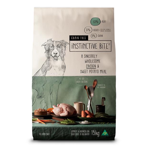 Instinctive Bite Grain Free Adult Dry Dog Food Chicken Sweet Potato 2 X 5kg