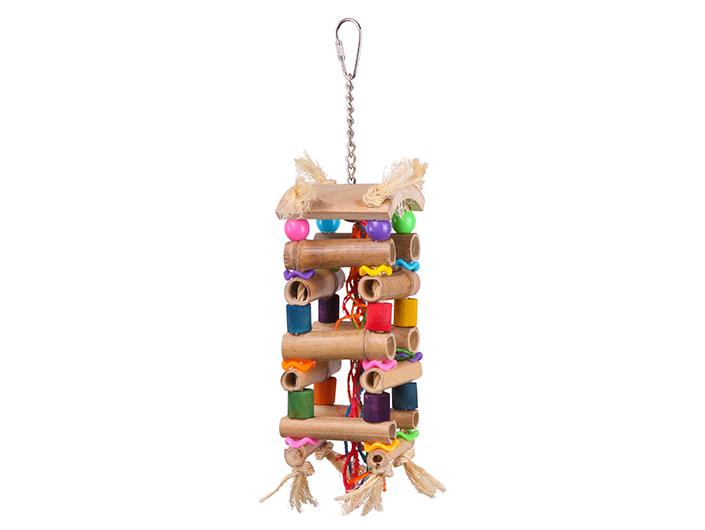 Kazoo Wooden Bird Toy Tower Sisal Rope & Beads Large 36 x 6cm