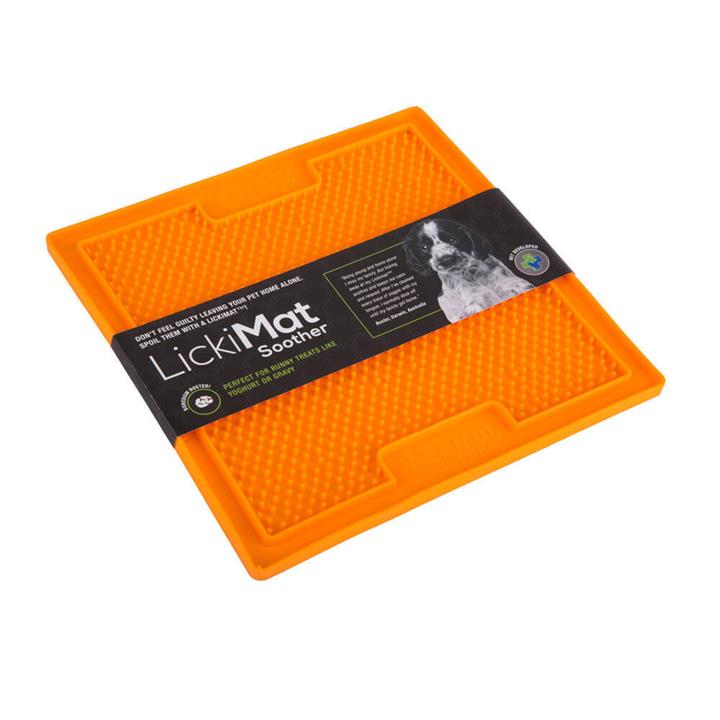 Lickimat Soother Original Slow Food Licking Mat for Cats & Dogs - Orange