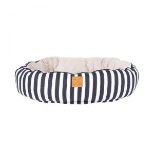 Mog & Bone 4 Seasons Reversible Dog Bed - Navy Hamptons Stripe - Large