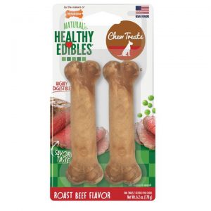Nylabone Natural Healthy Edibles Roast Beef Dog Treat Wolf 2 Pack