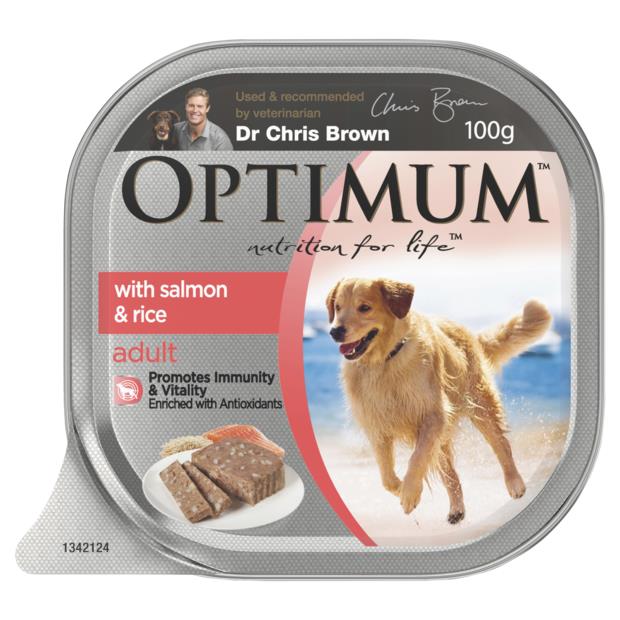 Optimum Dog Adult Salmon Rice Veges 12 X 100g
