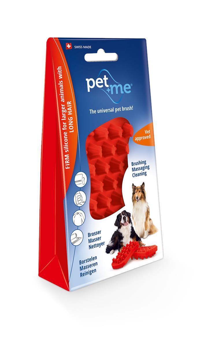 Pet & Me Silicone Brush Medium Large Long Hair Dog Red
