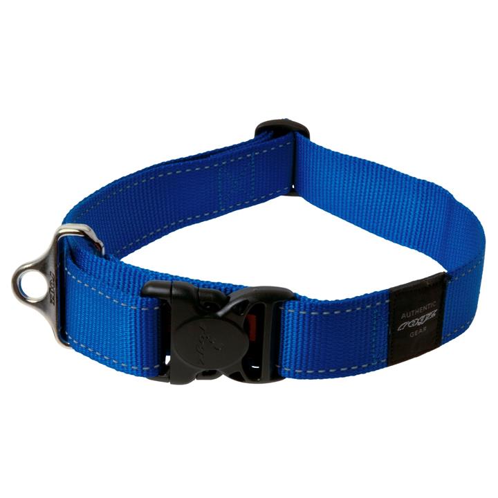 Rogz Utility Side-Release Collar with Reflective Stitching - Blue - XXL (Landing Strip)