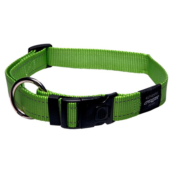 Rogz Utility Side-Release Collar with Reflective Stitching - Lime - XXL (Landing Strip)