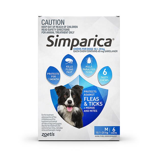 Simparica Flea Tick Chews Medium Dog 6 Pack