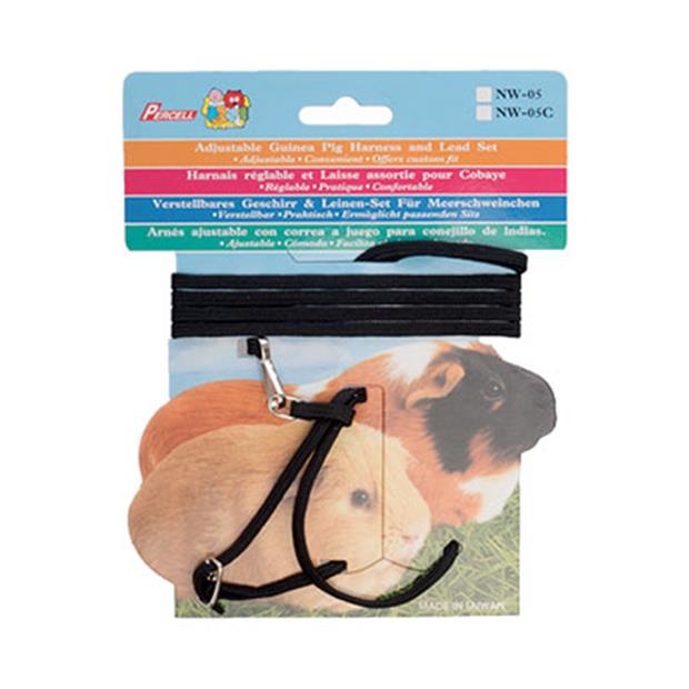 Small Animal Care Harness And Lead Set Guinea Pig Black Each