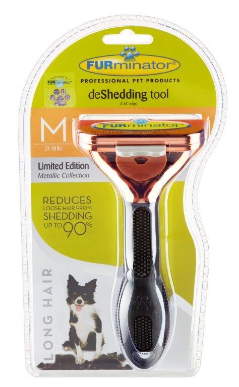 Furminator Long Hair Medium Dog Deshedding Brush Metallic