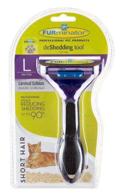 Furminator Short Hair Large Cat Deshedding Brush Metallic