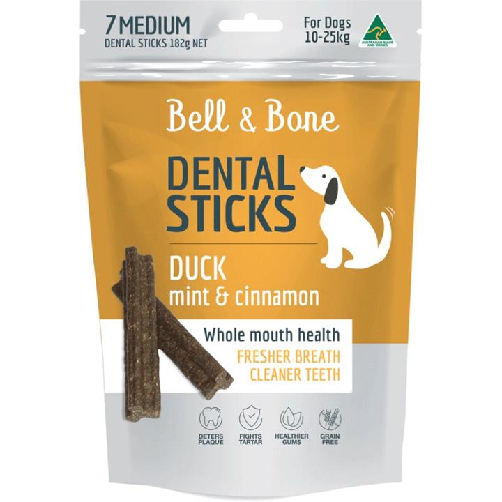 Bell & Bone Dental Sticks Dog Treat Duck & Cinnamon Medium