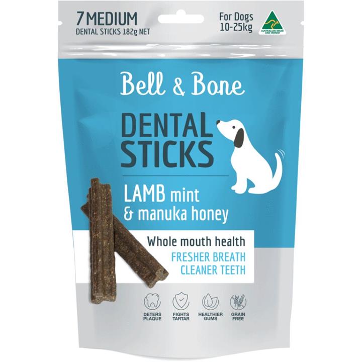 Bell & Bone Dental Sticks Dog Treat Lamb & Manuka Honey Medium
