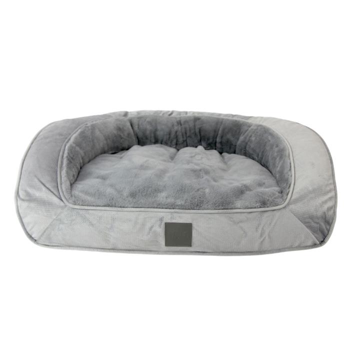 T & S Portsea Lounger Grey Plush Dog Bed Medium