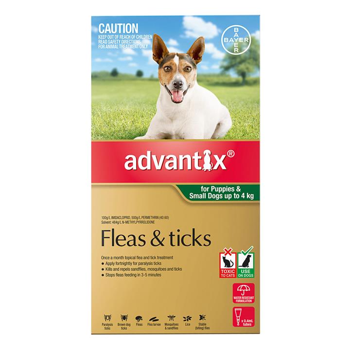 Advantix For Small Dogs & Pups Up To 4kg (Green) 6 Pack