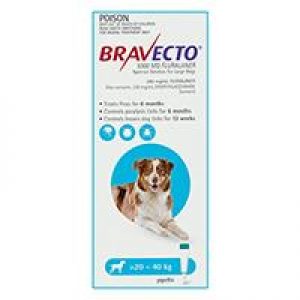 Bravecto Spot On For Large Dogs (20 - 40 Kg) Aqua 2 Pack