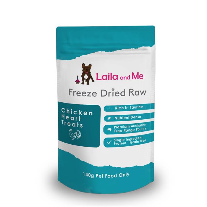 Laila & Me Freeze Dried Australian Chicken Hearts for Cats & Dogs 140g