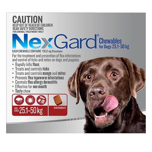 Nexgard Chewables For Large Dogs (25 - 50 Kg) Red 9 Chews