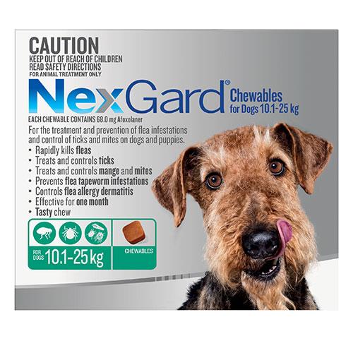 Nexgard Chewables For Medium Dogs (10.1 - 25 Kg) Green 9 Chews