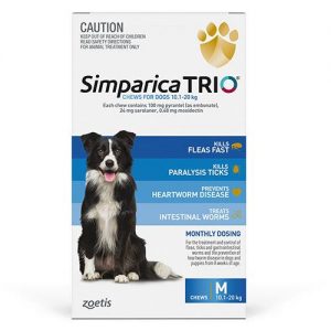 Simparica Trio For Medium Dogs 10.1-20kg (Blue) 6 Chews