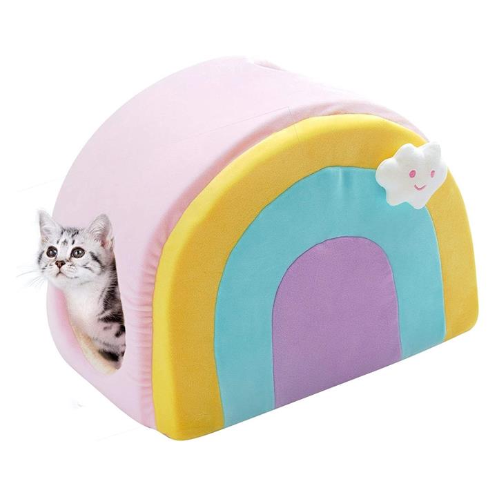 Buy All Fur You Soft and Comfortable Rainbow Cat House Bed in Pink for