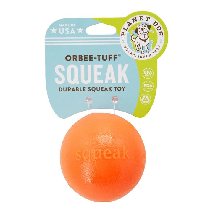 Planet Dog Orbee Tuff Fresh Breath Squeaker Fetch Ball for Dogs - Orange