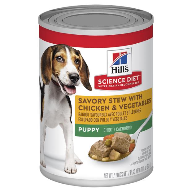 Hills Canine Puppy Savoury Stew Chicken Vegetable Cans 12 X 362g