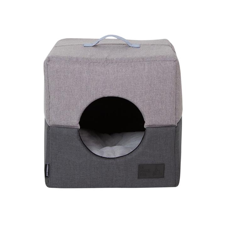 La Doggie Vita Water Resistant Two Tone Charcoal Grey Cat Cube