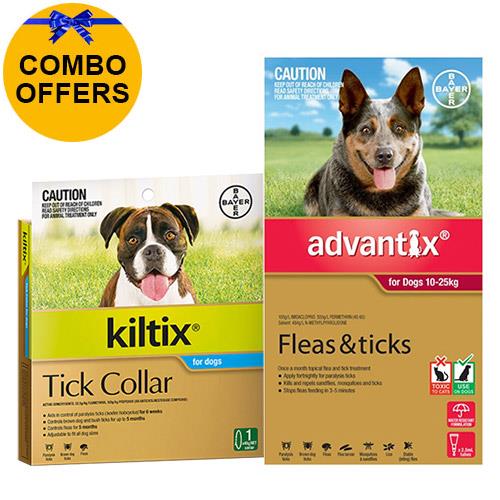 Advantix & Kiltix Combo For Large Dogs 10-25kg (Red) 6 + 2 Pack *