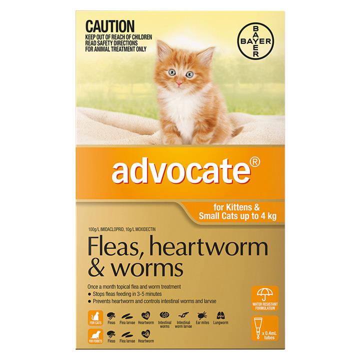 Advocate For Kittens & Small Cats Up To 4kg (Orange) 9 Doses