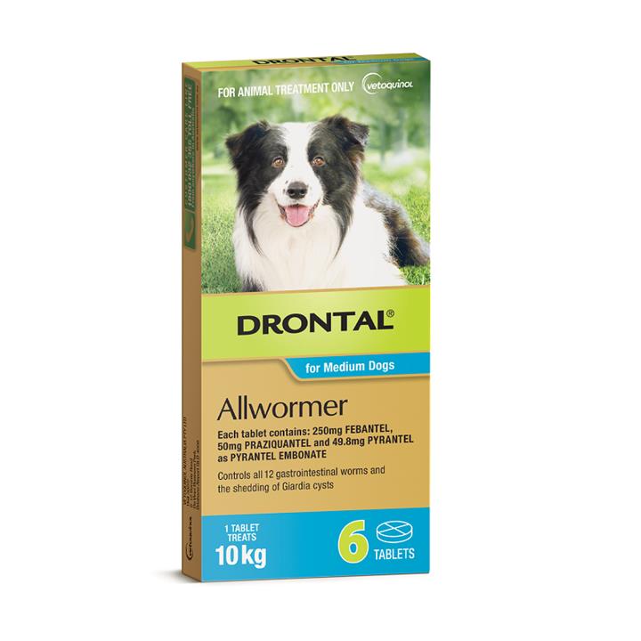 Drontal Wormers Tabs For Dogs 10kg (Aqua) 6 Tablets