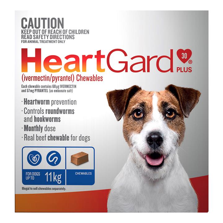 Heartgard Plus Chewables For Small Dogs Up To 11kg (Blue) 6 Chews