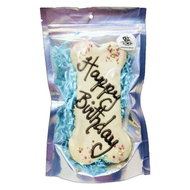 Huds And Toke Happy Birthday Bone Cookie Cake Dog Treat Blue 1 Pack