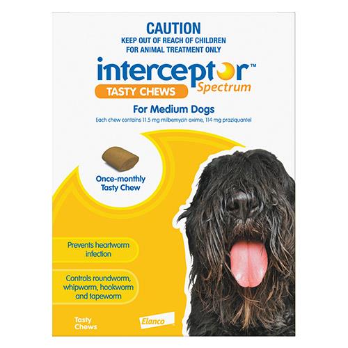 Interceptor Spectrum Tasty Chews For Medium Dogs 11 To 22kg (Yellow) 9 Chews