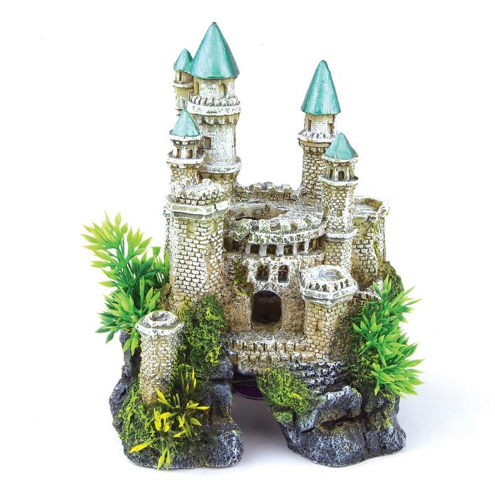 Kazoo Aquarium Ornament Castle with Plants & Green Roof