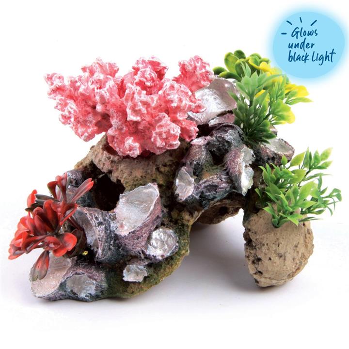 Kazoo Aquarium Ornament Coral With Rock & Plants