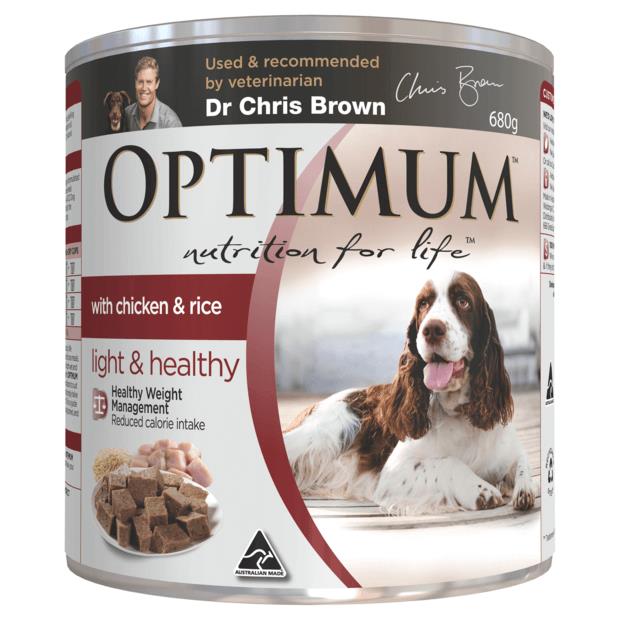 Optimum Adult Weight Management Chicken And Rice Cans Wet Dog Food 680g